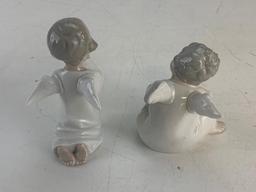 Lot of 2 Lladro Praying Kneeling and Sitting Angel Figurines