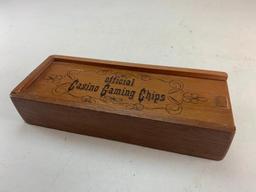 Official casino gaming chips with wood storage box