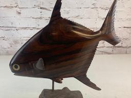 Hand Craved Wood FISH Figure Display