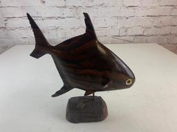 Hand Craved Wood FISH Figure Display