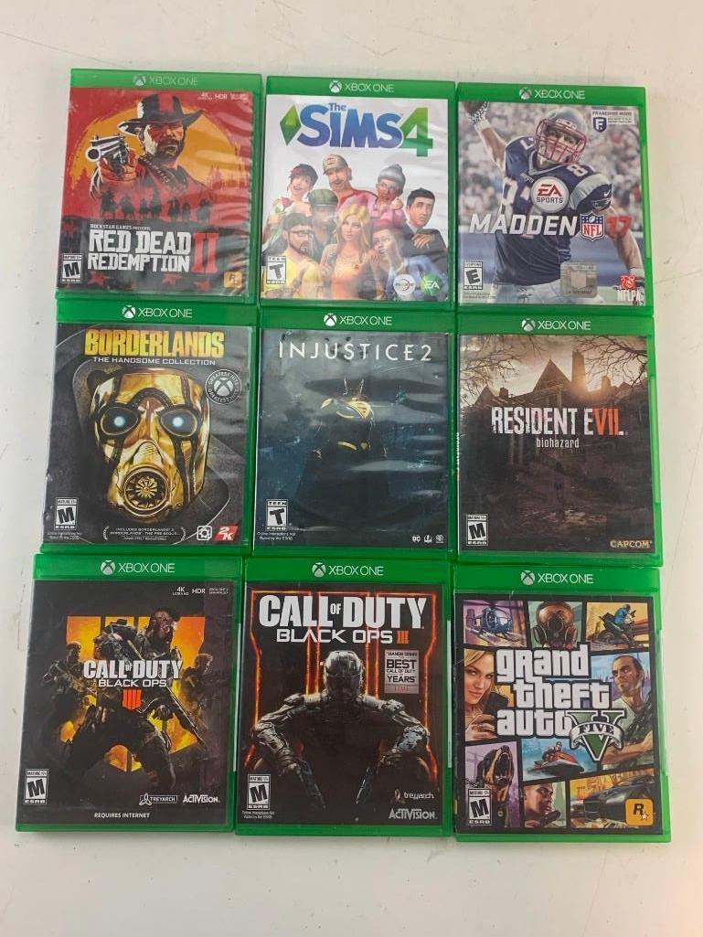 Lot of 9 XBOX ONE Video Games-Grand Theft Auto V, Call Of Duty Black Ops, Resident Evil and Others