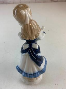 Vintage Porcelain Figure Girl Playing The Harp