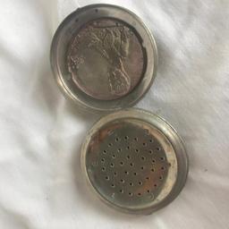 Silver-Toned Make-up Compact Mirror with Powder Compartment