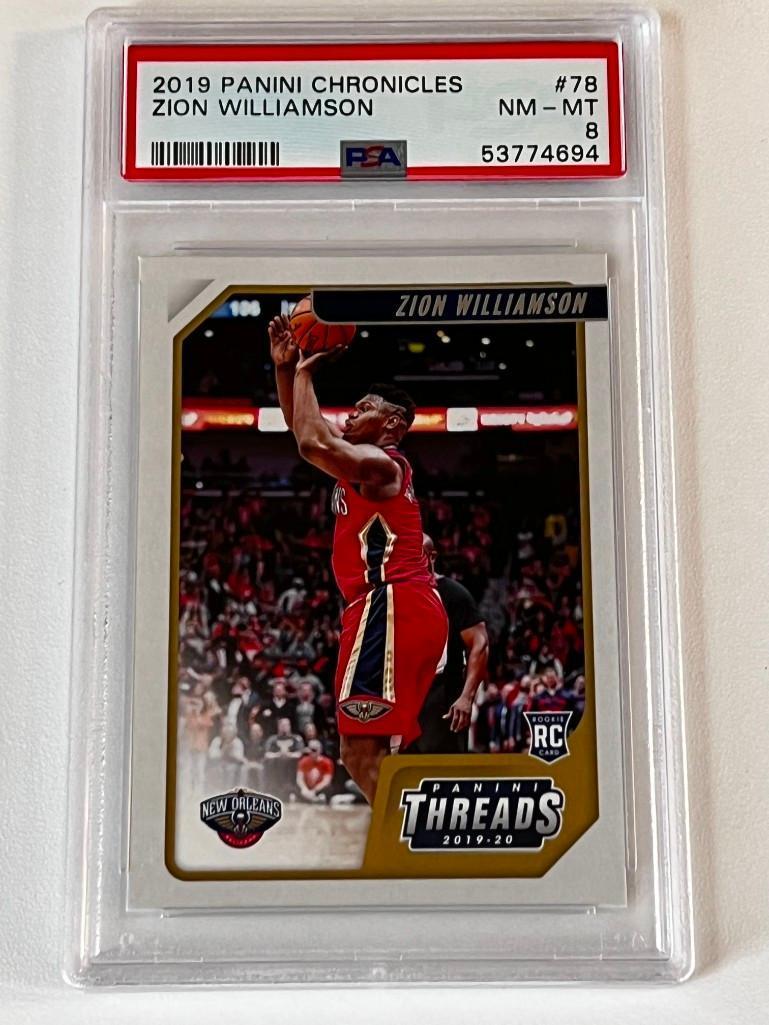 ZION WILLIAMSON 2019 Panini Chronicles Threads Basketball ROOKIE Card PSA Graded 8 NM-MINT