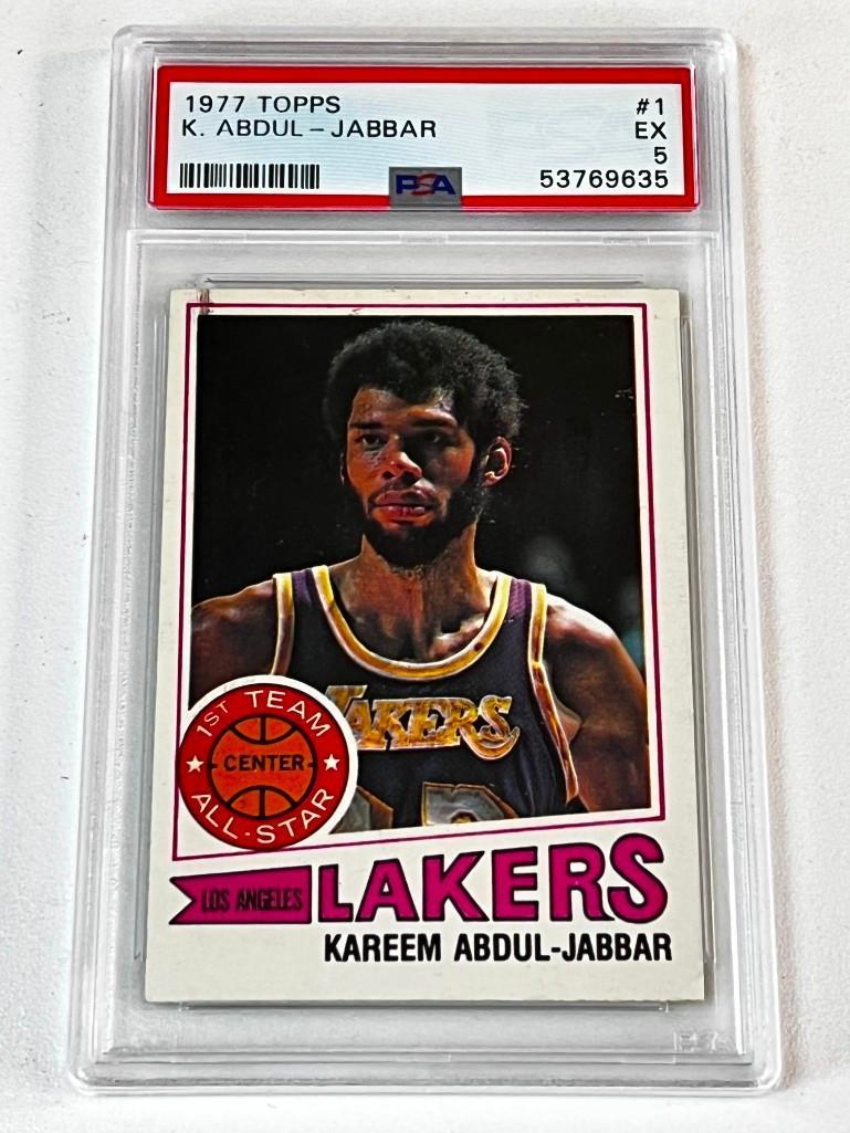 KAREEM ABDUL JABBAR Hall Of Fame 1977 Topps Basketball Card Graded PSA 5 EX