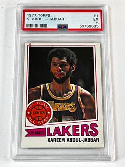 KAREEM ABDUL JABBAR Hall Of Fame 1977 Topps Basketball Card Graded PSA 5 EX