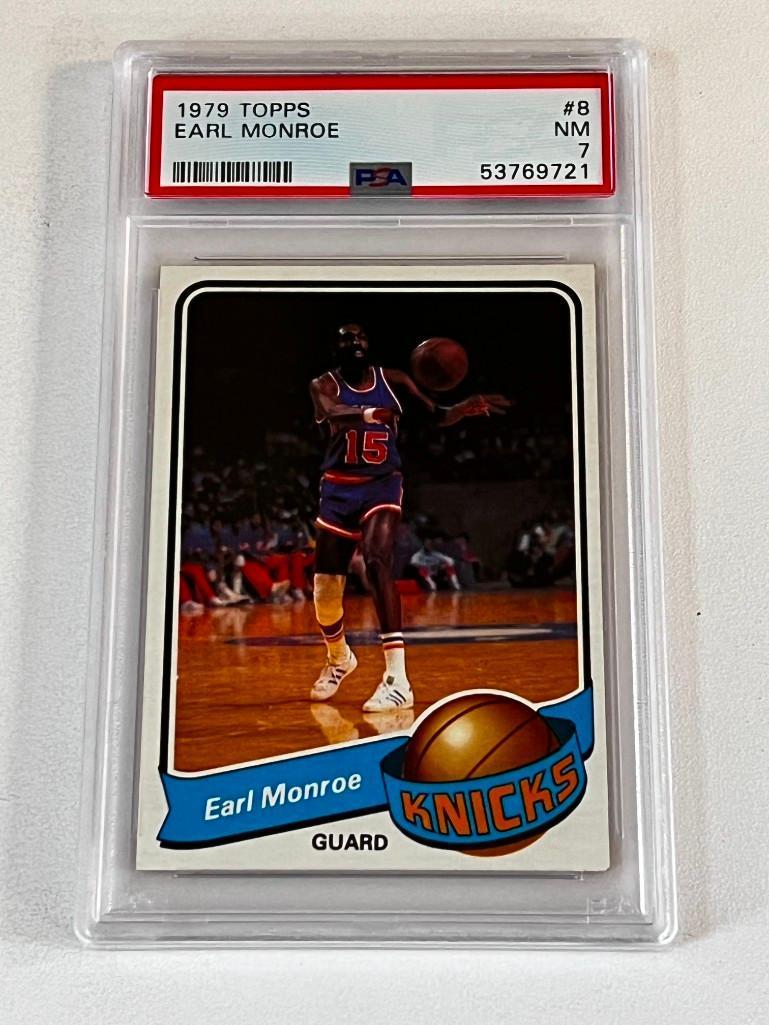 EARL MONROE Hall Of Fame 1979 Topps Basketball Card Graded PSA 7 NM