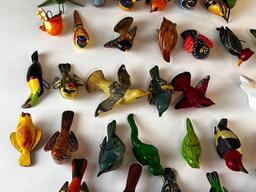 Lot of 40 Vintage South American Hand Painted Terra Cotta Bird Ornaments