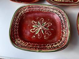 Lot of 5 Vintage Mexican Hand Painted Pottery Bowls