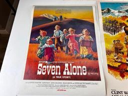 Lot of 5 Vintage Western Movie Posters 18" x 13"- Pony Express, Seven Alone, Baker's Hawk