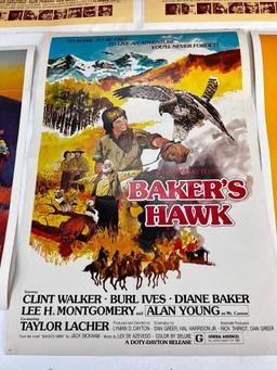 Lot of 5 Vintage Western Movie Posters 18" x 13"- Pony Express, Seven Alone, Baker's Hawk