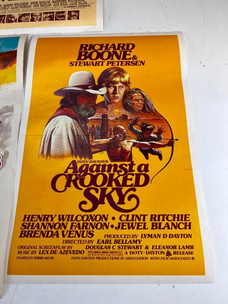 Lot of 5 Vintage Western Movie Posters 18" x 13"- Pony Express, Seven Alone, Baker's Hawk