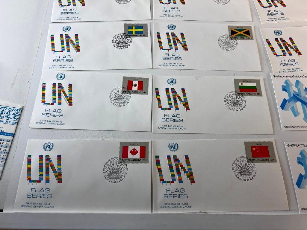 Lot of 30 United Nations Postal Administration 1st Covers envelopes and Stamps 1983