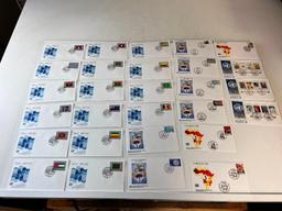 Lot of 28 United Nations Postal Administration 1st Covers envelopes and Stamps 1986