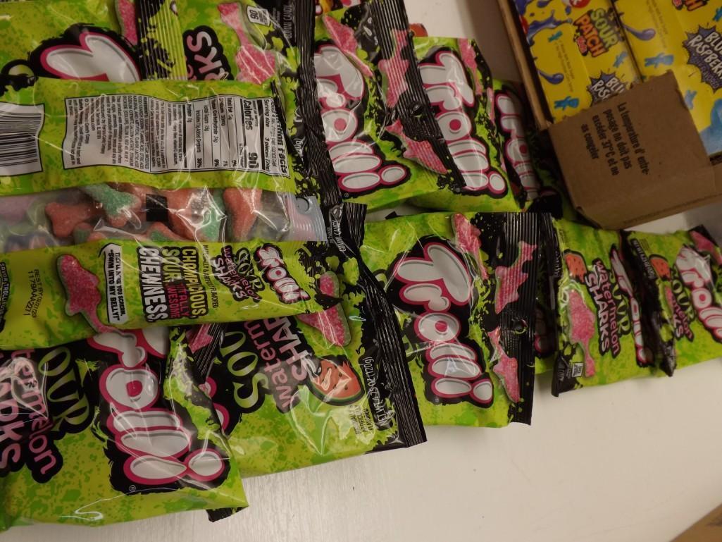 CASE LOT AND OPEN BOX LOT SOUR PATCH KIDS SNACKS AND TROLLI