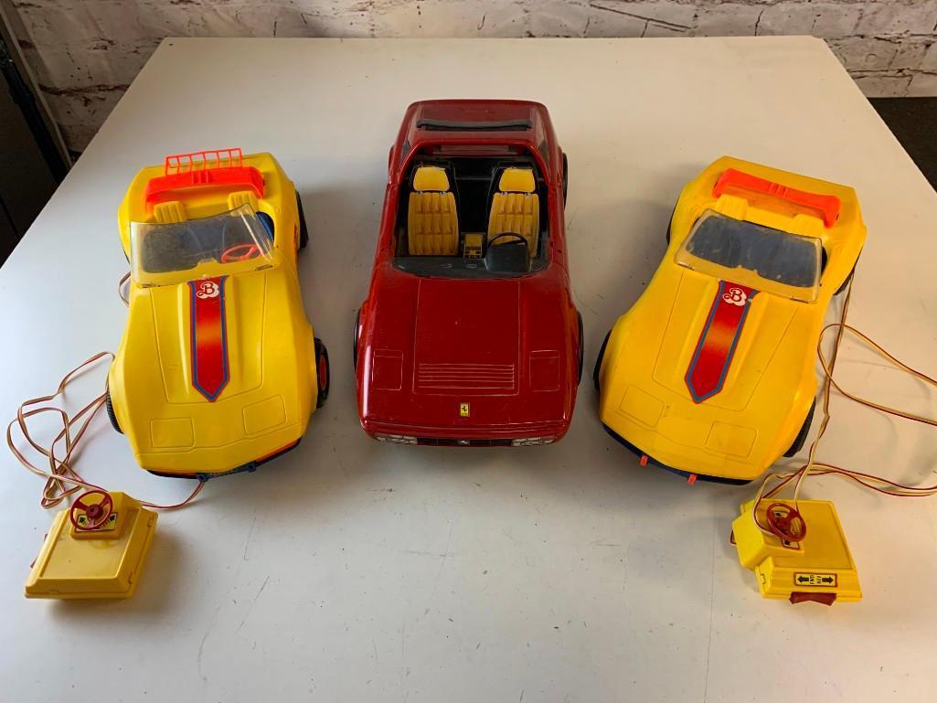 Lot of 2 Vintage 1979 Mattel Barbie Super Vette Corvettes and a 1980's Ferrari