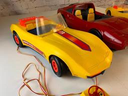 Lot of 2 Vintage 1979 Mattel Barbie Super Vette Corvettes and a 1980's Ferrari