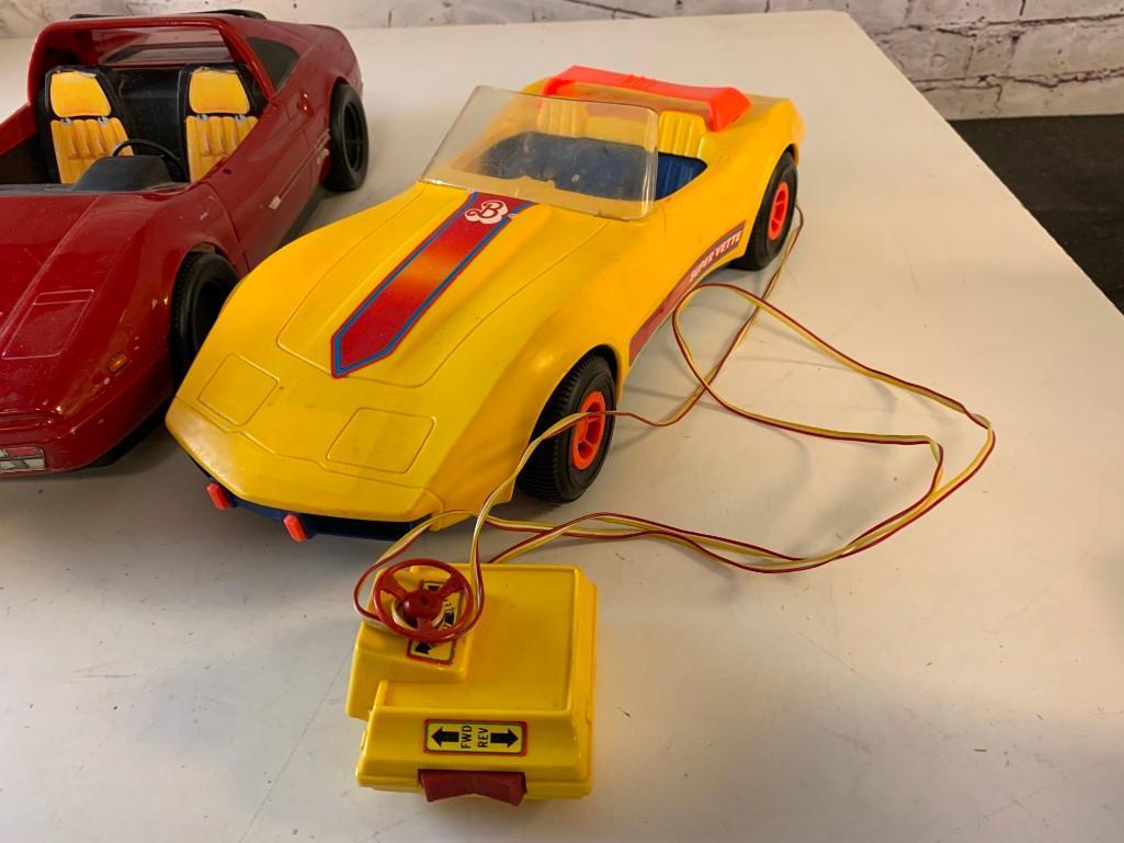 Lot of 2 Vintage 1979 Mattel Barbie Super Vette Corvettes and a 1980's Ferrari