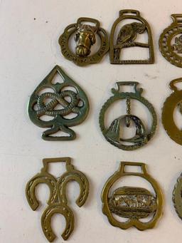 Brass horse medallions - lot of 18 Different ones