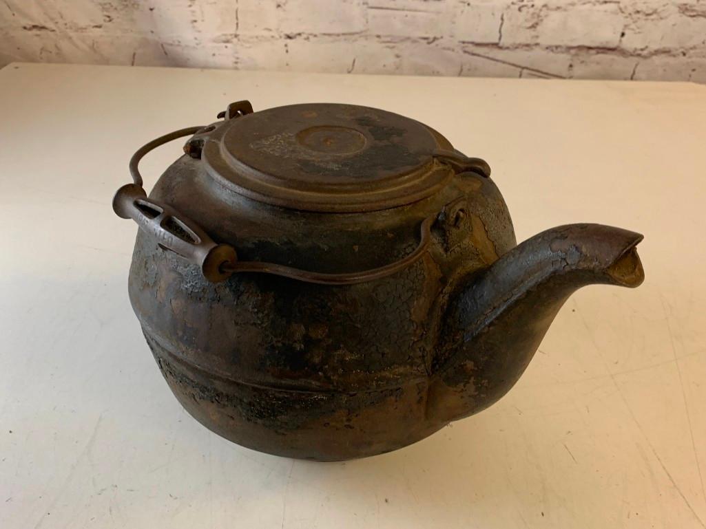 Antique Cast Iron Tea Kettle Dated March 1879