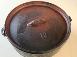 Vintage Cast Iron 3 Leg Hanging Dutch Oven with lid 12 US Made CO Marked