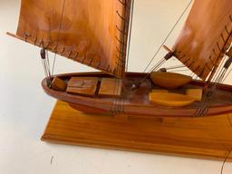 All Wood 13"" Tall Wood Ship Nautical Sailboat Yacht Mantel Display Home Decor
