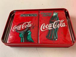 Coca-Cola Checkers and playing Cards all in tins NEW