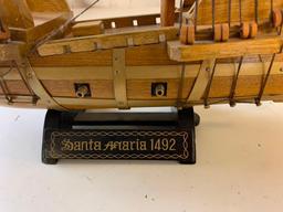 Santa Anaria 1492 17" Tall Wood Ship Nautical Sailboat Yacht Mantel Display Home Decor