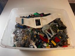 Large Bin full of LEGO Building Parts and Pieces with figures and other misc items