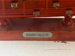 Spanish Galleon 16" Tall Wood Ship Nautical Sail Boat Yacht Mantel Display Home Decor