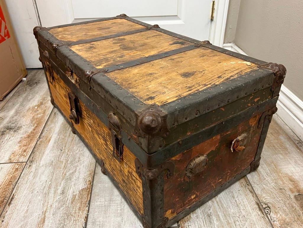 Antique Steamer Trunk Storage Chest