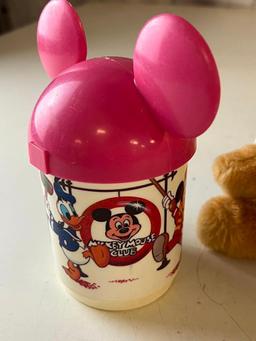 Vintage Walt Disney Winnie The Pooh and Dumbo Plush plus a Disneyland Cup with lid