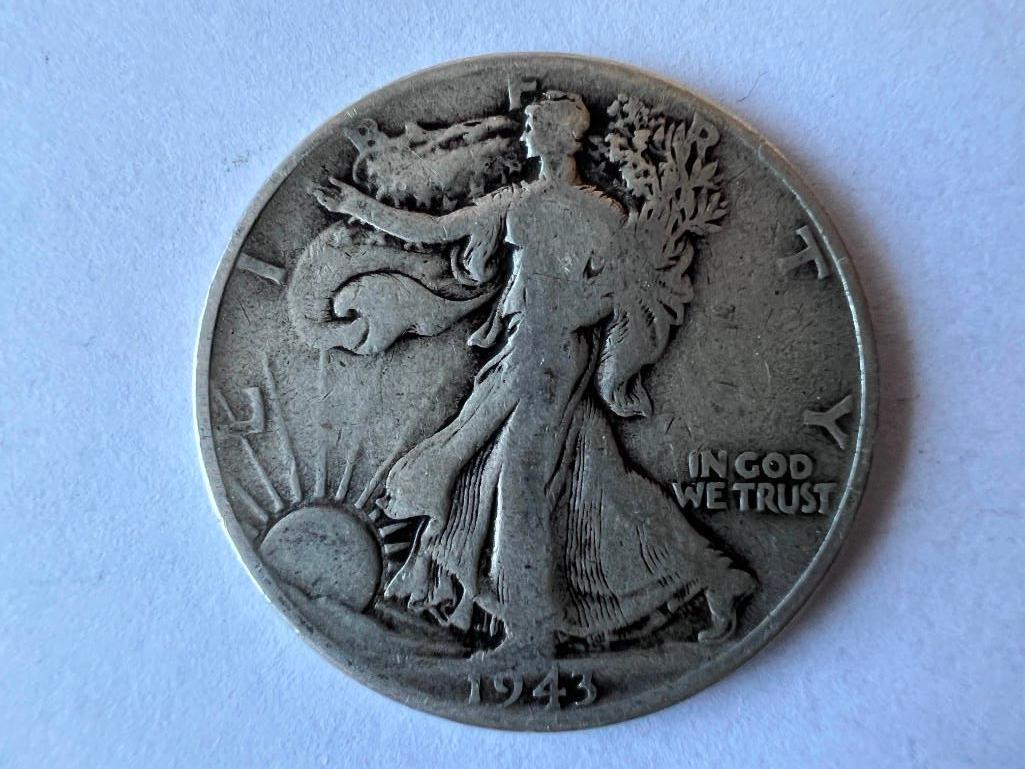 1943 US Walking Liberty Half Dollar 50 Cent Coin 90% Silver