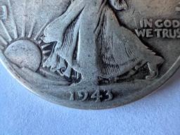 1943 US Walking Liberty Half Dollar 50 Cent Coin 90% Silver
