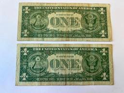 Lot of 2 One Dollar Silver Note 1935E and 1935D