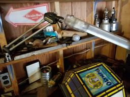 Contents of bottom shelf, Paint Sprayers, Light