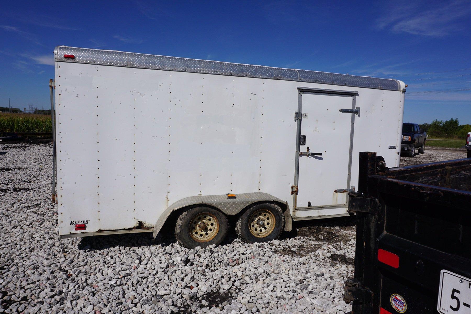 2009 Cargo Mate Tandem Axle Enclosed Trailer, VIN# 5NHUBL627AN068934, 16', Rear Ramp Door, Side Walk