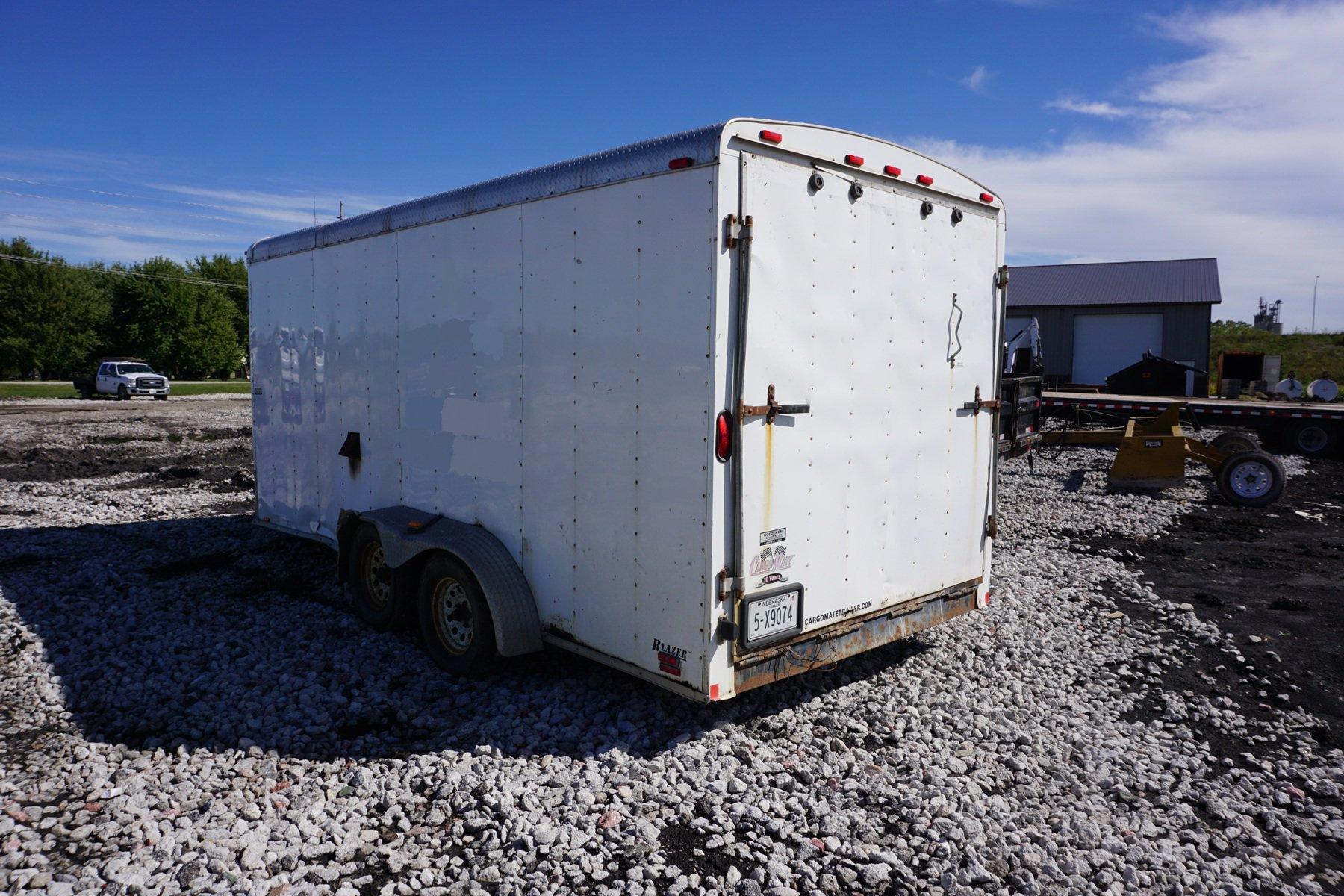 2009 Cargo Mate Tandem Axle Enclosed Trailer, VIN# 5NHUBL627AN068934, 16', Rear Ramp Door, Side Walk