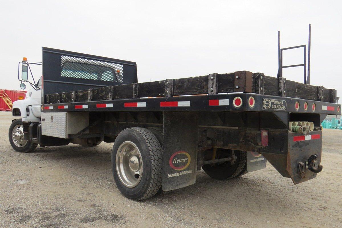 1993 GMC Model Top Kick 1-Axle Flatbed Truck, VIN# 1GDJ7H1JXNJ525716, Caterpillar 3126 Turbo Diesel 