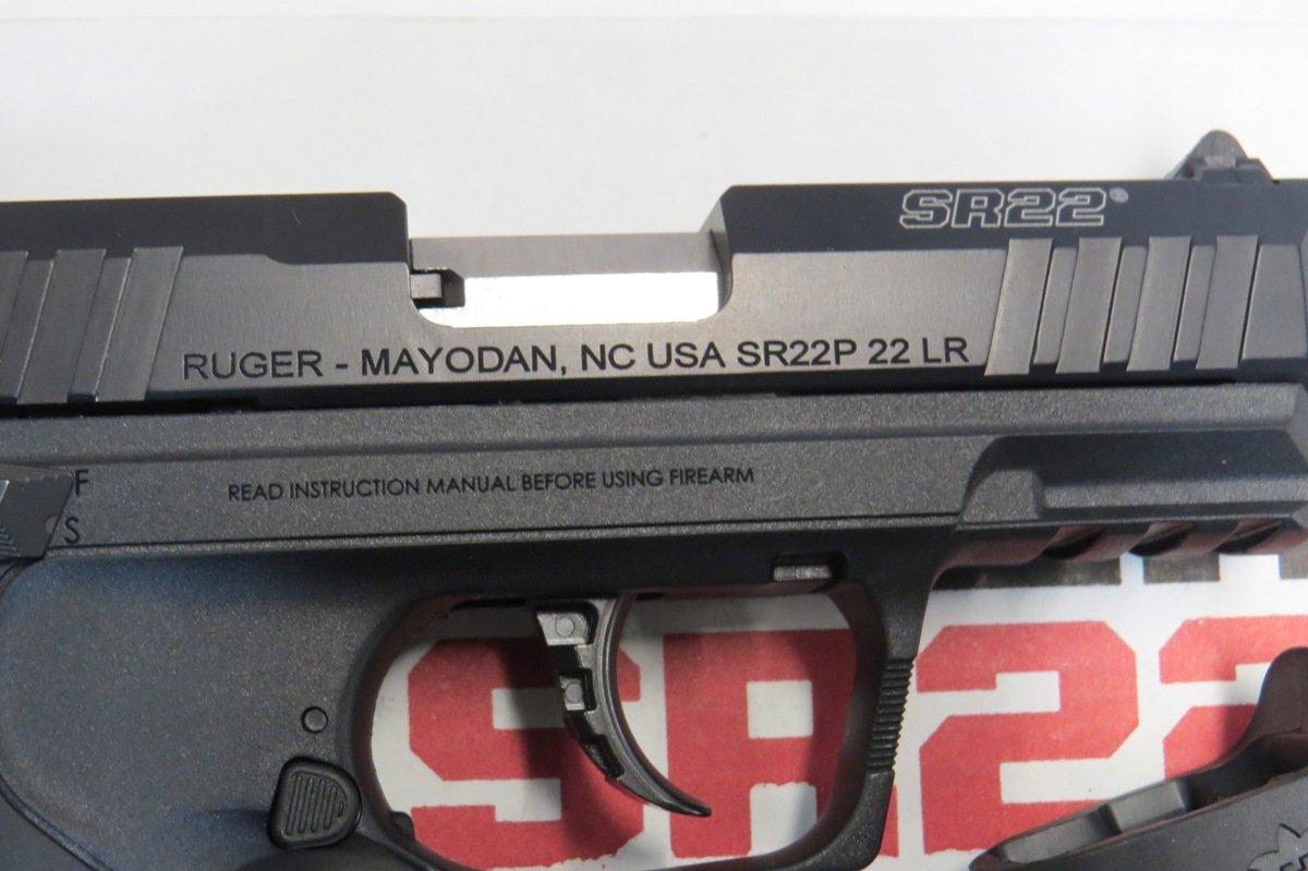 Ruger SR22 Semi-Auto Pistol, SN# 36763641, .22LR, (2) Clips, Extra Grip, Original Box, Lock, Instruc