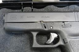 Glock Model 36 Semi-Auto Pistol, SN# XRX108, .45 ACP, (2) 6-Shot Clips, Clip Loader Assist, Lock, Ow