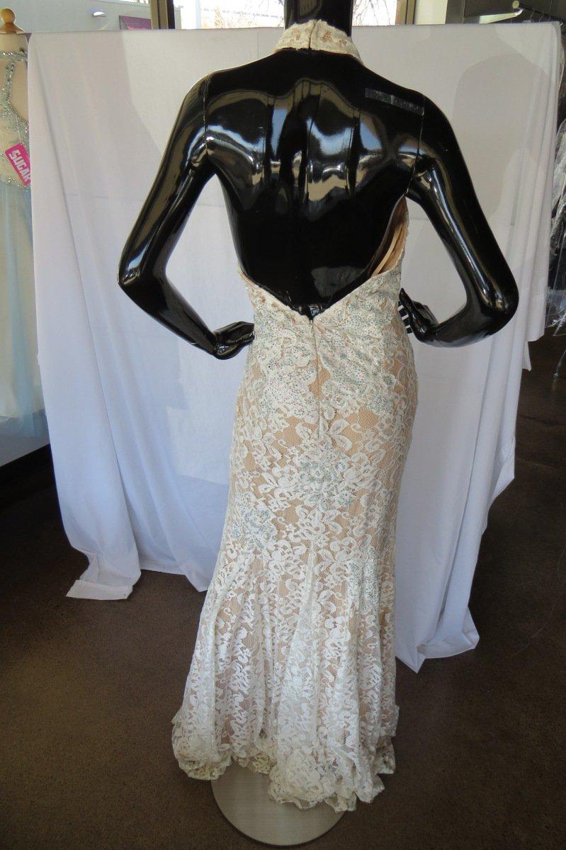 Jovani Lace & Beaded Prom Dress, White/Nude, Size 4, $598 Retail Price, wit