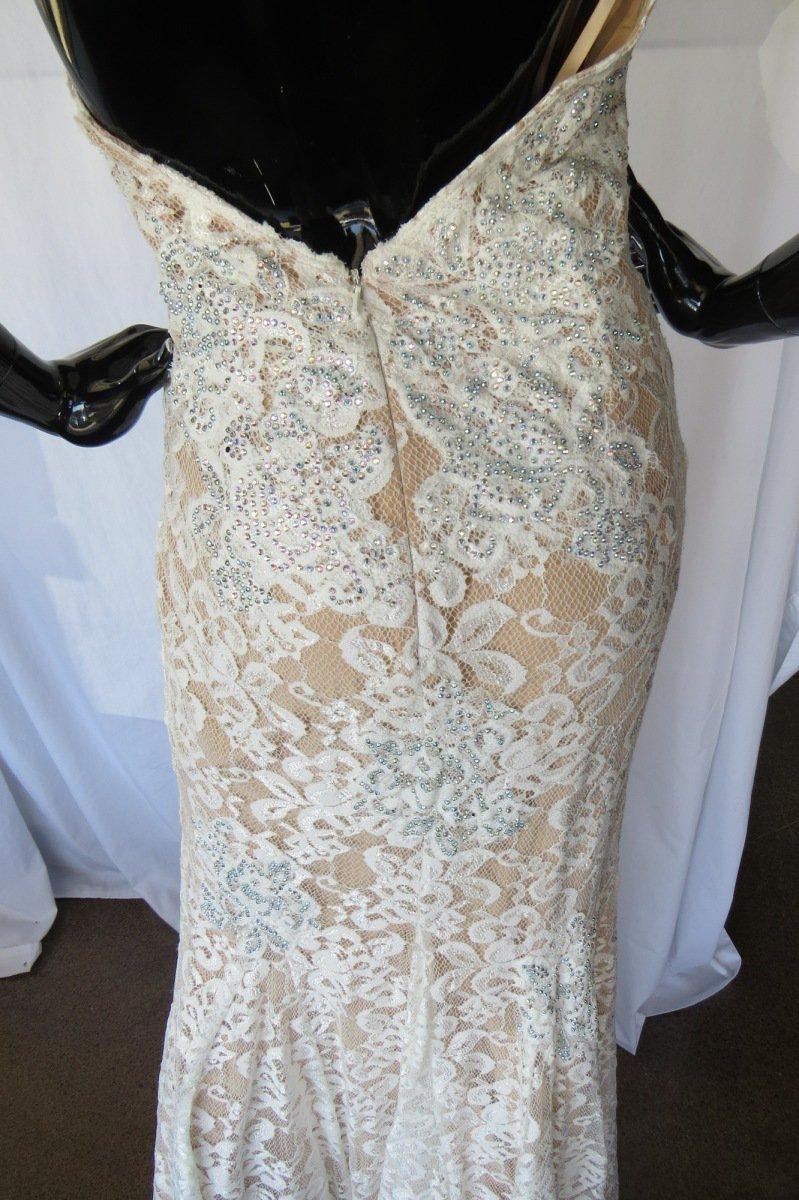 Jovani Lace & Beaded Prom Dress, White/Nude, Size 4, $598 Retail Price, wit