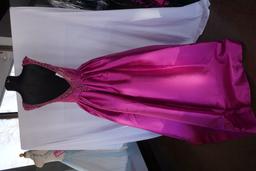 Mac Duggal, Beaded Ball gown, Size 6, Magenta, $558 Retail Cost, Plastic Dr