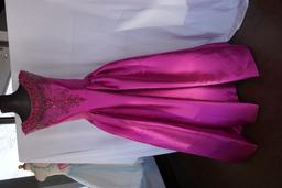 Mac Duggal, Beaded Ball gown, Size 6, Magenta, $558 Retail Cost, Plastic Dr