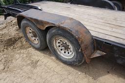 2009 Homemade 7'x18' Flatbed Trailer with Folddown Ramps, Wood Deck, 235/85R16 Radial Tires.