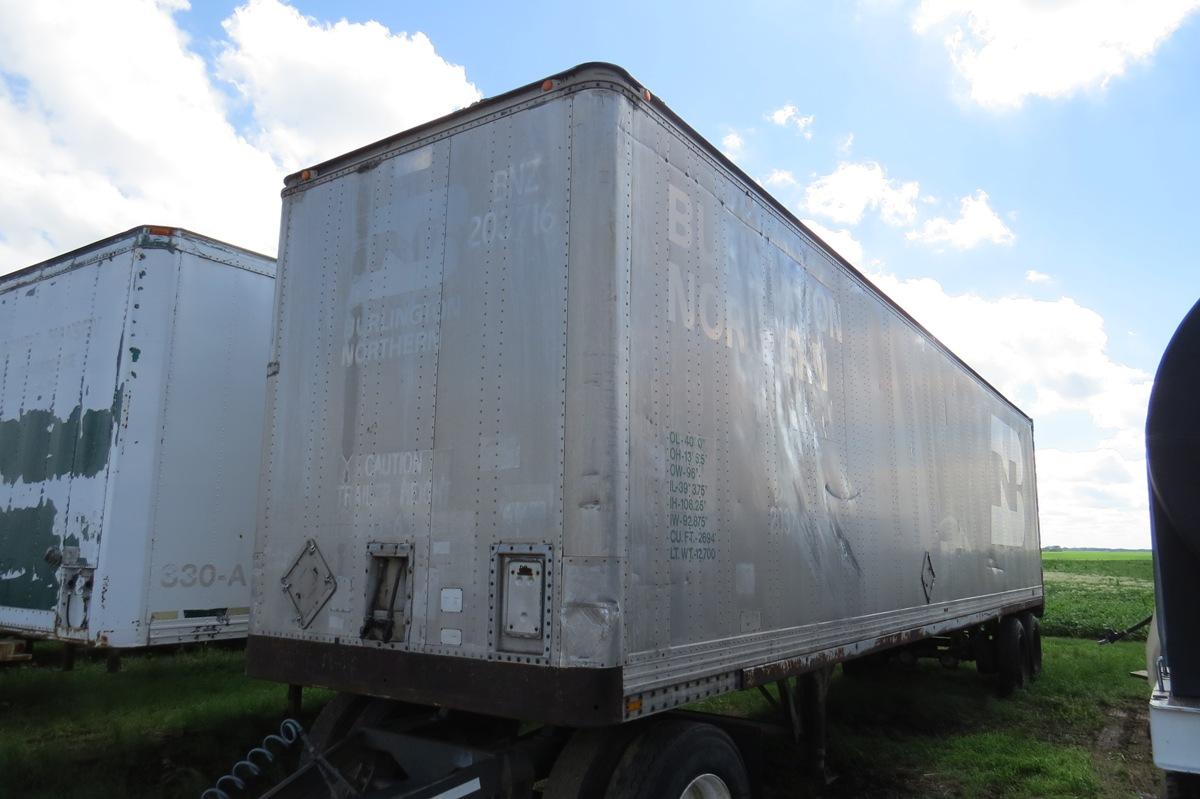 1977 Budd Model SF2F400A31 38’ Tandem Axle Aluminum Van Trailer, SN #136422E, Spring Suspension, Tan