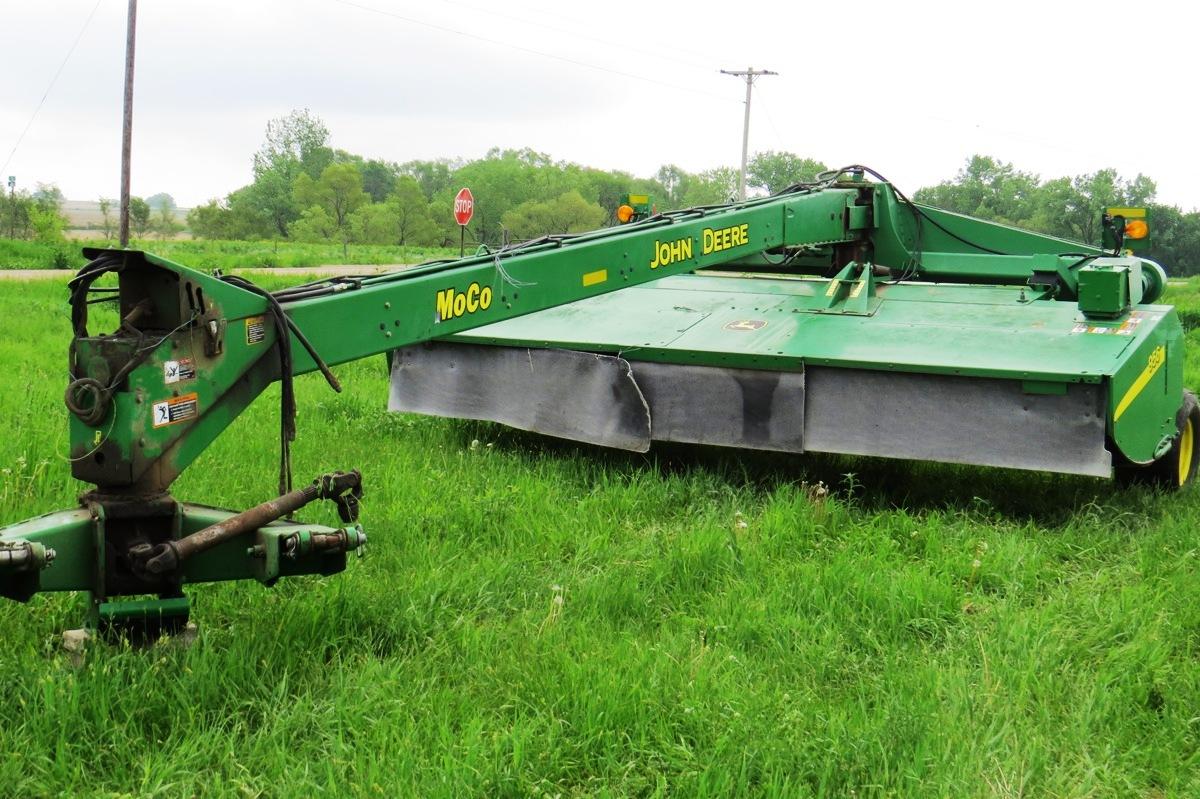 John Deere MoCo Model 956 Pull-Type Swather, SN# E00956R16835, PTO Drive, Hydraulic Swing Hitch, 14'