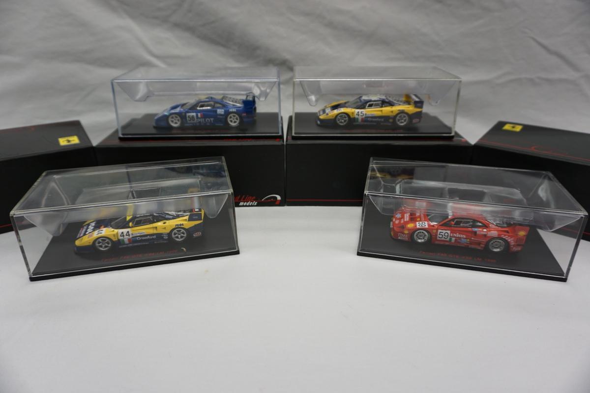 (4) Red Line 1:43 Scale Models in Boxes, Ferrari F40 GTE n 44, 45, 56 & 59,