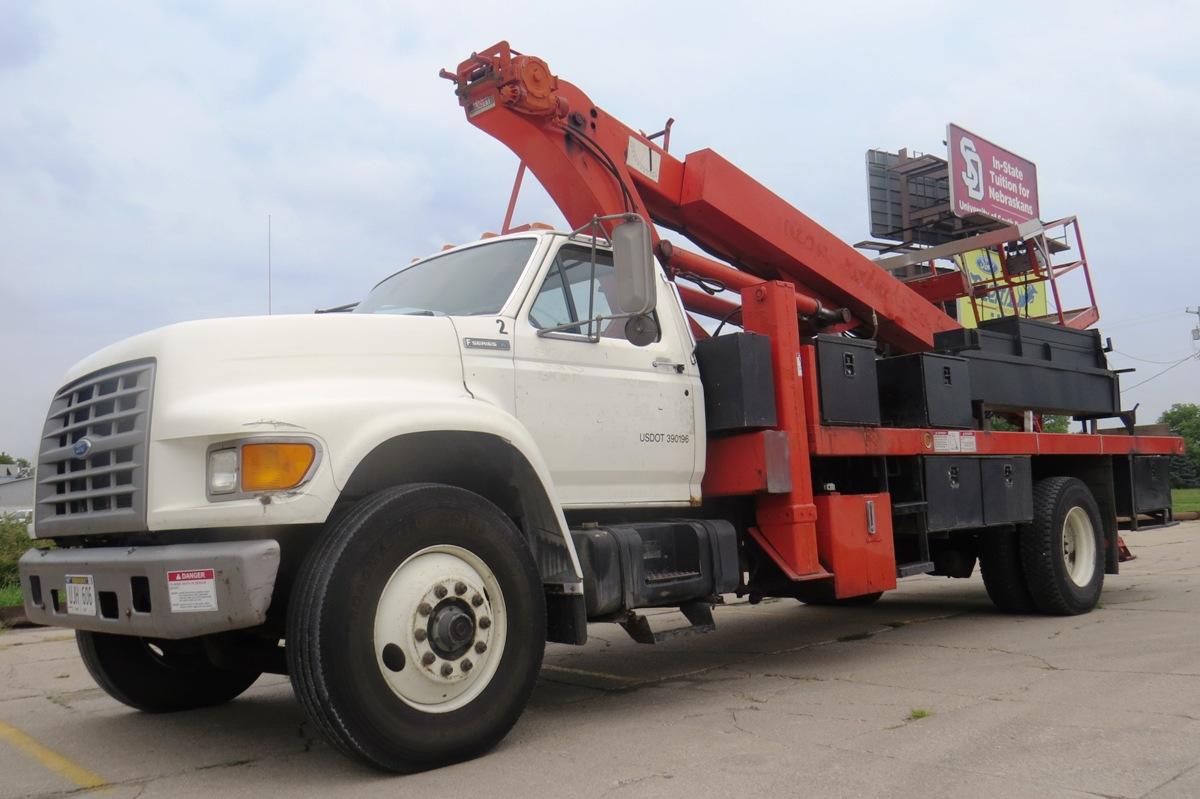 1996 Ford Model F-800 Single Axle Crane Truck, VIN# 1FDXF80C8TVA02930, Cummins Model 359 5.9 Liter T